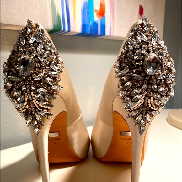 Badgley Mischka Kiara Embellished Peep-Toe Pumps - Picture 15 of 16